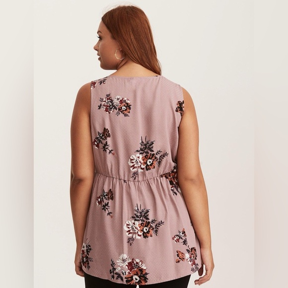 Torrid Floral Tie Neck Peplum Tunic Tank 1X - Picture 3 of 10